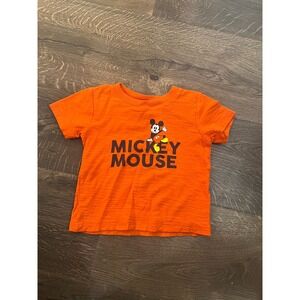 Disney Mickey Mouse Orange Short Sleeve T Shirt Kids Toddler Size 12 Months